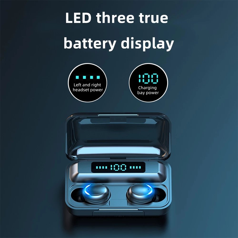 Bluetrun F9-5C TWS Headphones Sport Stereo 5.0 Earphones Charging Box 9D Wireless Waterproof Earbuds Headphones With Microphone