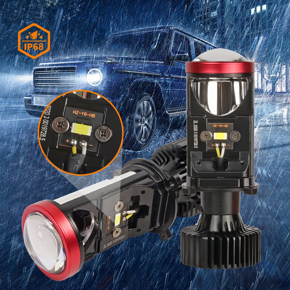 Joyfree Plug and Play Lens Y8D H4 80W LED Headlight Projector Headlight with 2inch LED Headlight and Car Accessories