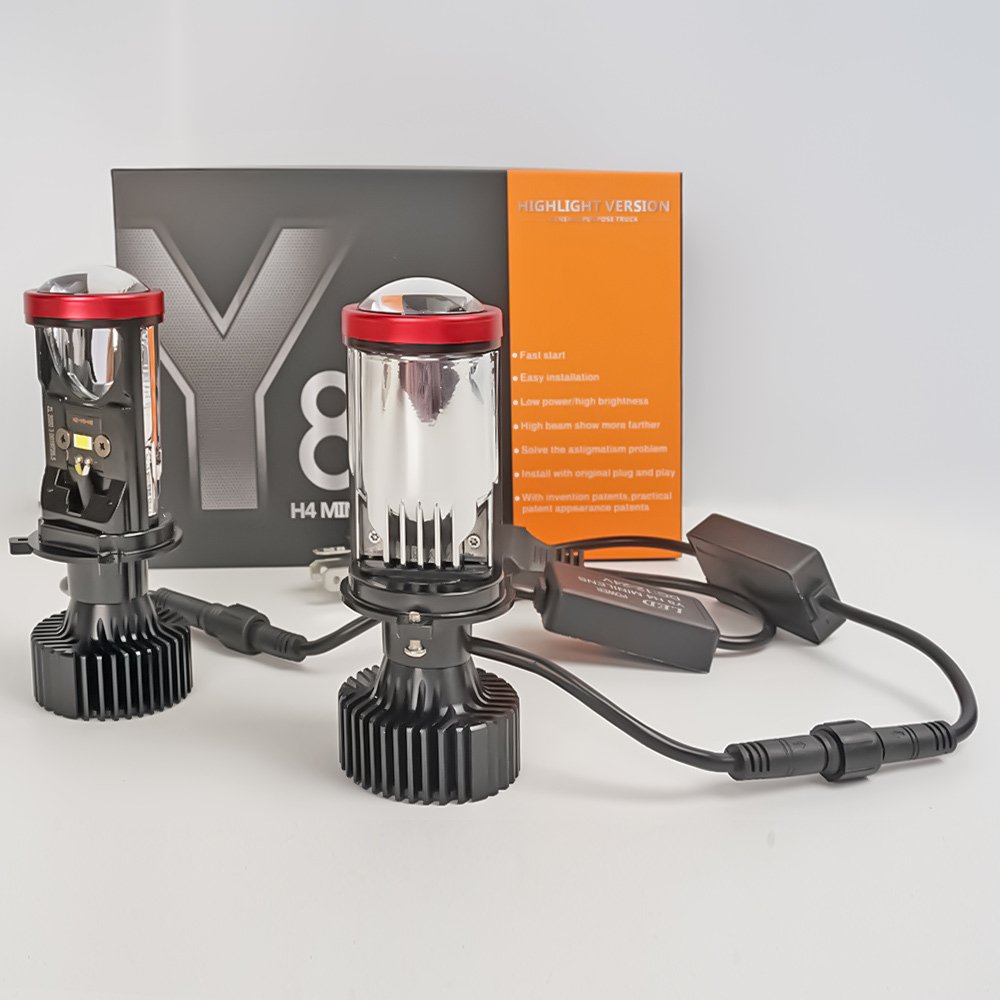 Joyfree Plug and Play Lens Y8D H4 80W LED Headlight Projector Headlight with 2inch LED Headlight and Car Accessories