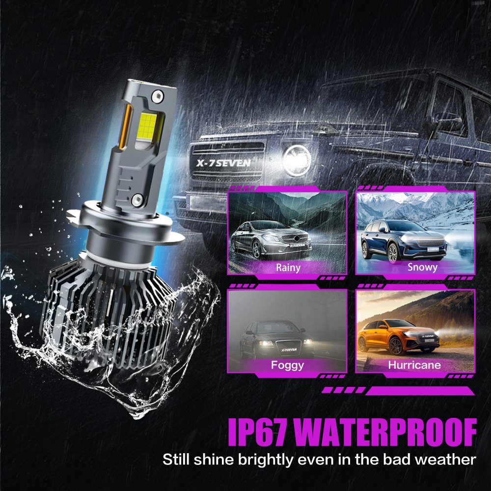 X-7SEVEN Customized 240W Car Light H4 H7 H11 LED Headlights 6500k Light Bulb for Car Accessories