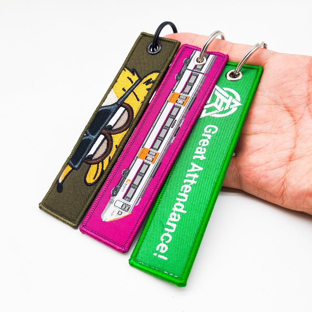 Custom Logo Flight Keychain Key Fob Wholesale Remove Flight Before Flight Woven Logo Custom Anime Jet Tag