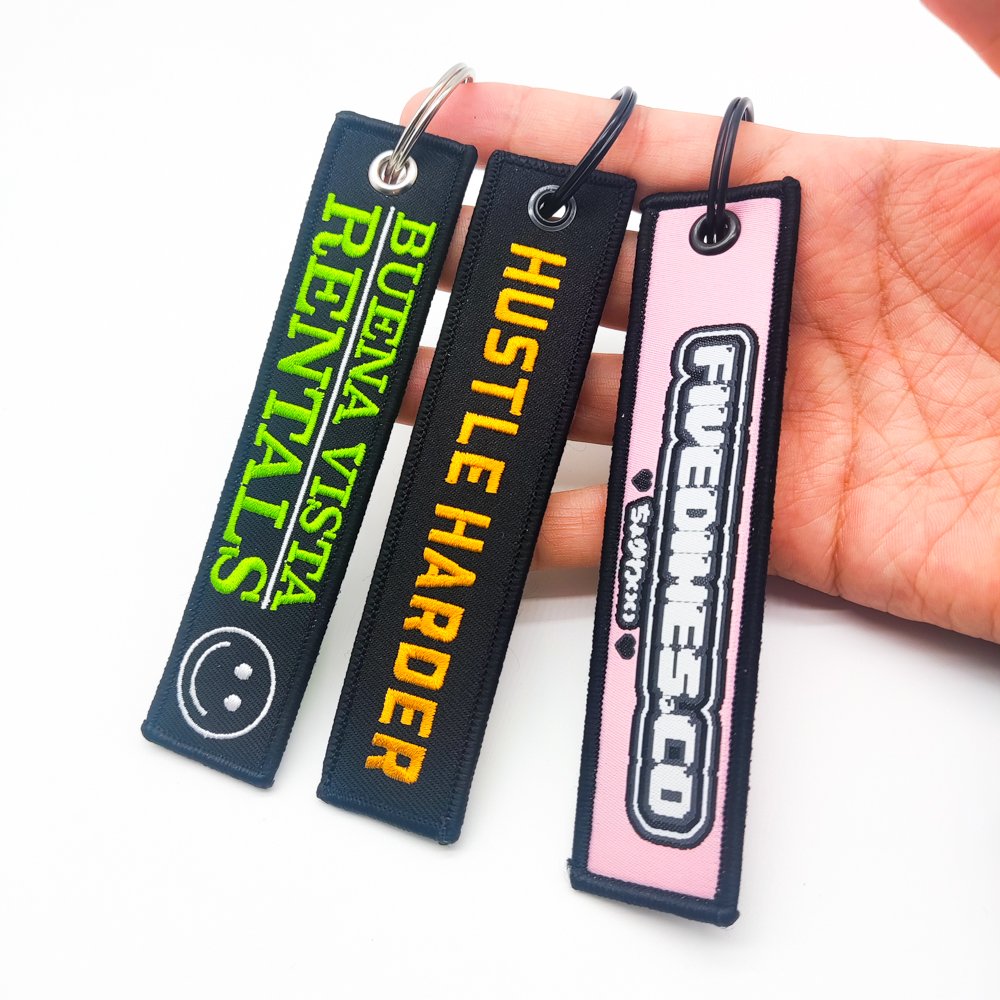 Custom Logo Flight Keychain Key Fob Wholesale Remove Flight Before Flight Woven Logo Custom Anime Jet Tag
