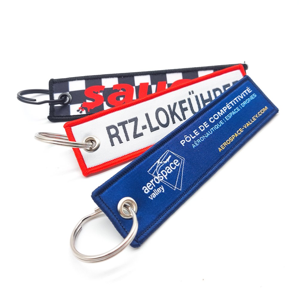 Custom Logo Flight Keychain Key Fob Wholesale Remove Flight Before Flight Woven Logo Custom Anime Jet Tag