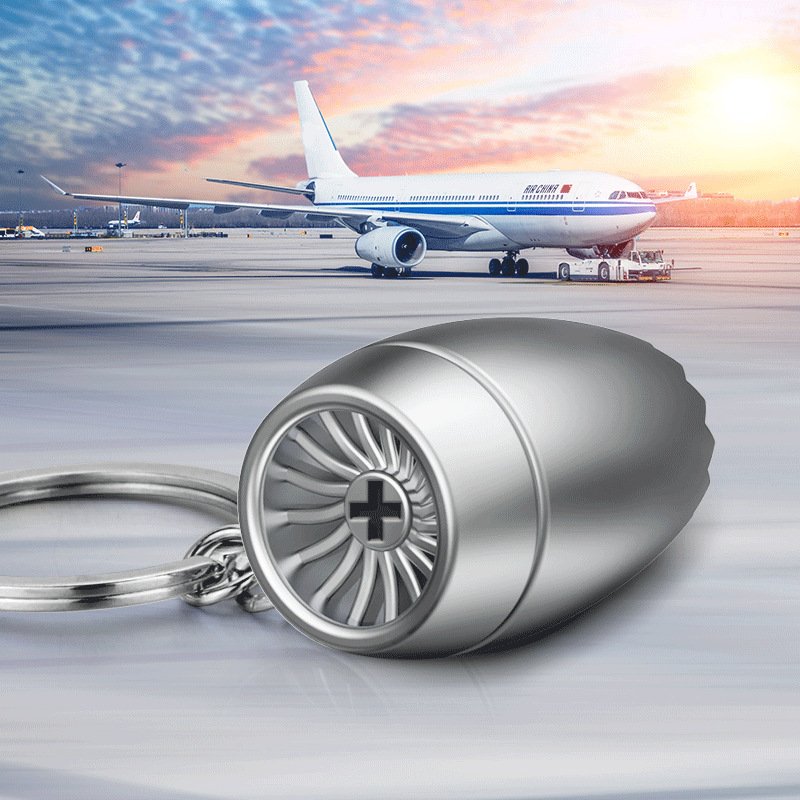 Private Label 3D Metal Airplane Plane Engine Keychain Key Ring