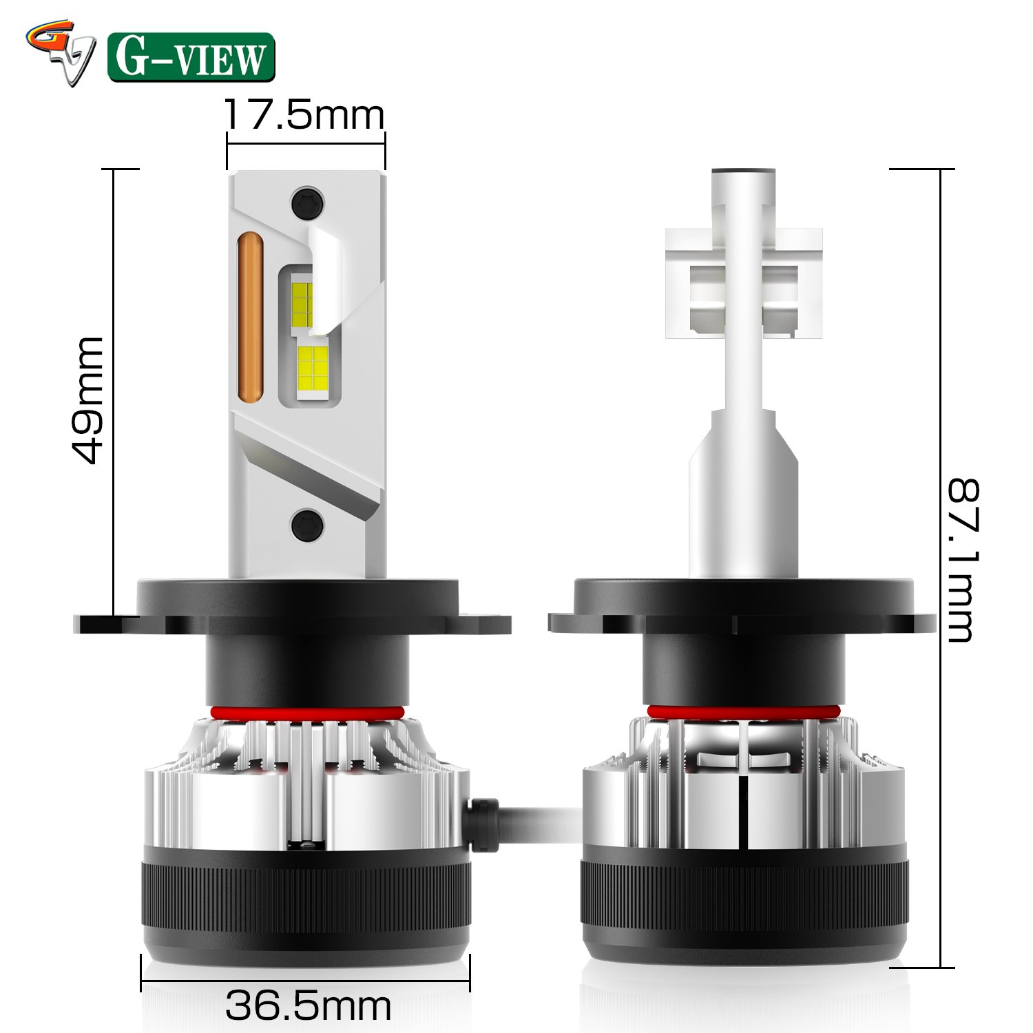 Gview G12 Series All in One Mini Fan 6500k LED Bulb Auto Car LED Light Bulbs High Low Beam LED Headlight Bulb H4 LED Headlight