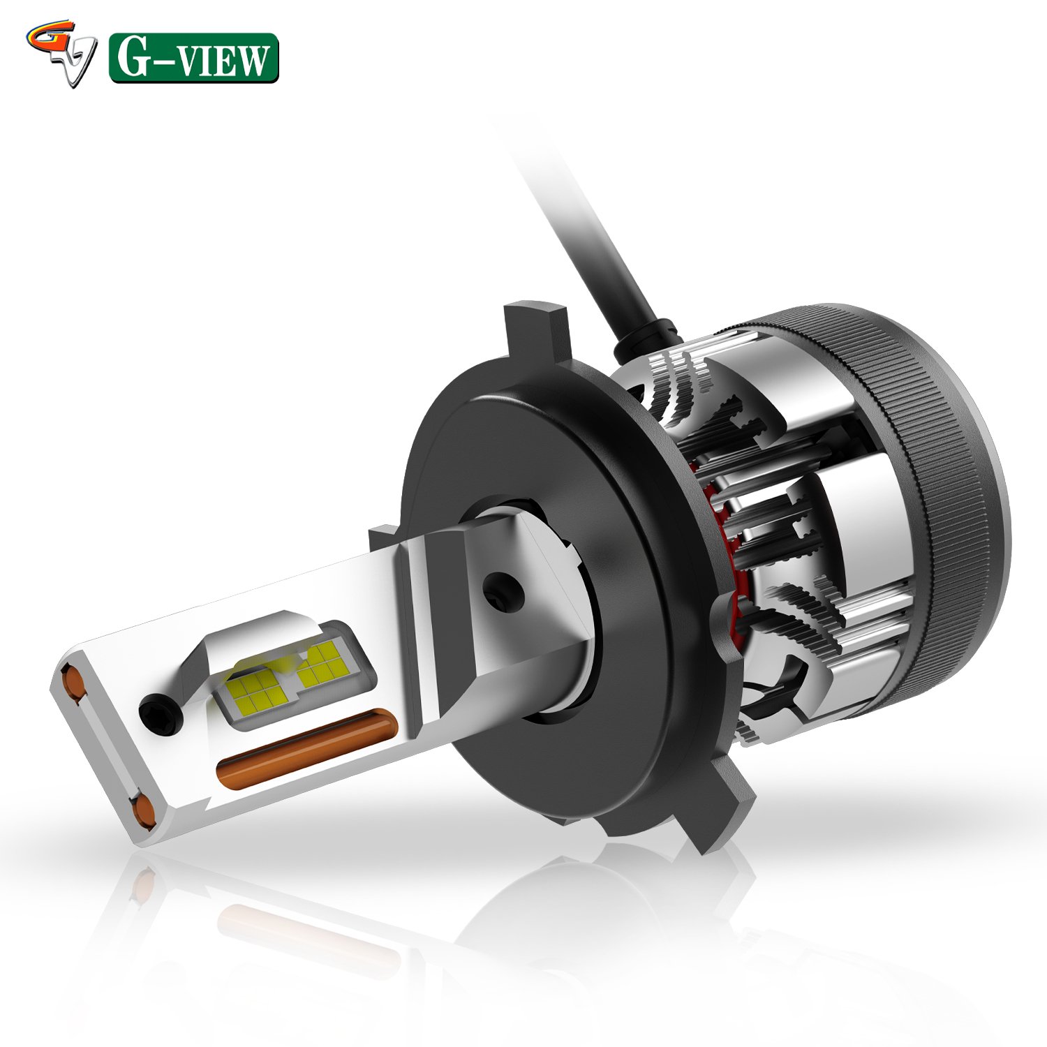 Gview G12 Series All in One Mini Fan 6500k LED Bulb Auto Car LED Light Bulbs High Low Beam LED Headlight Bulb H4 LED Headlight