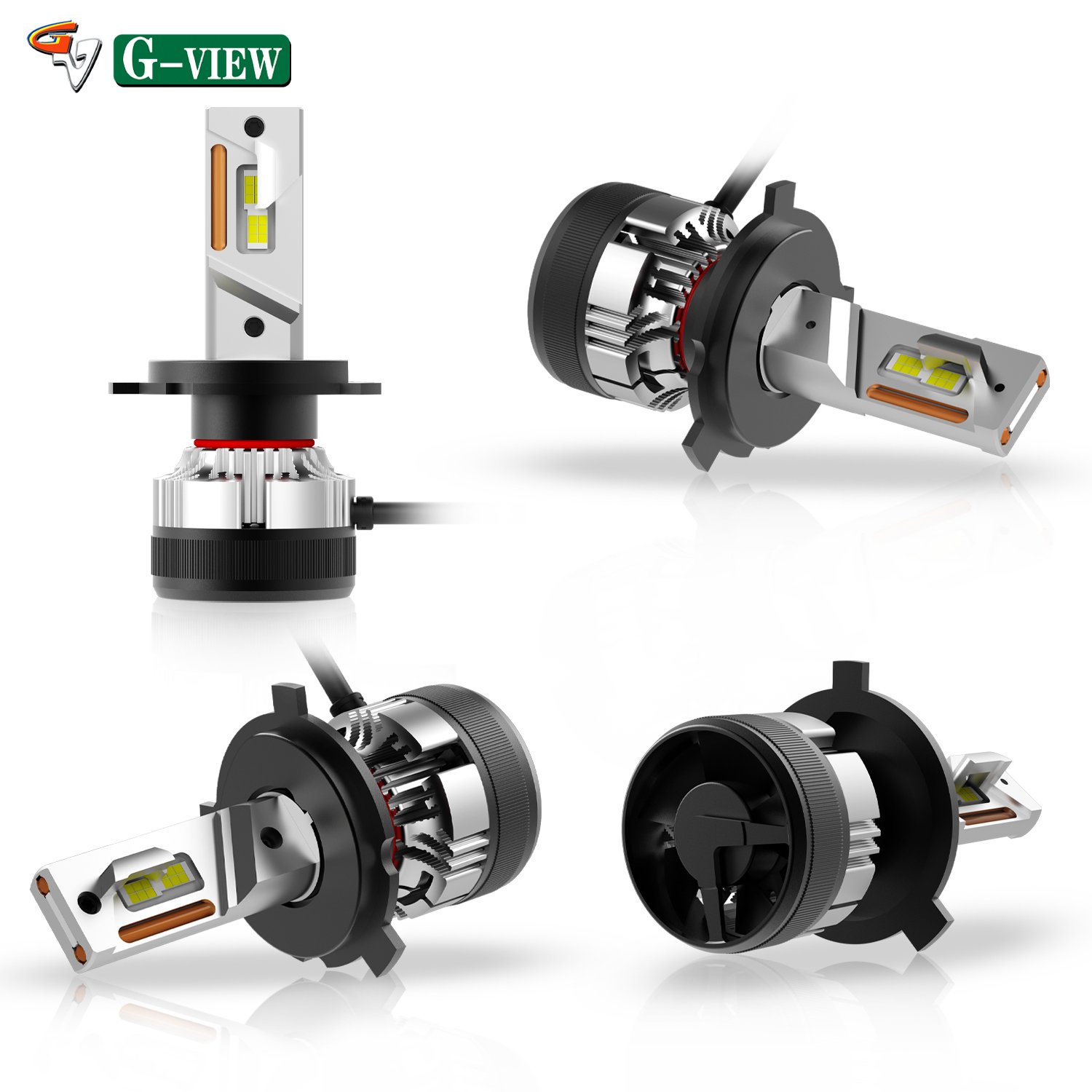 Gview G12 Series All in One Mini Fan 6500k LED Bulb Auto Car LED Light Bulbs High Low Beam LED Headlight Bulb H4 LED Headlight