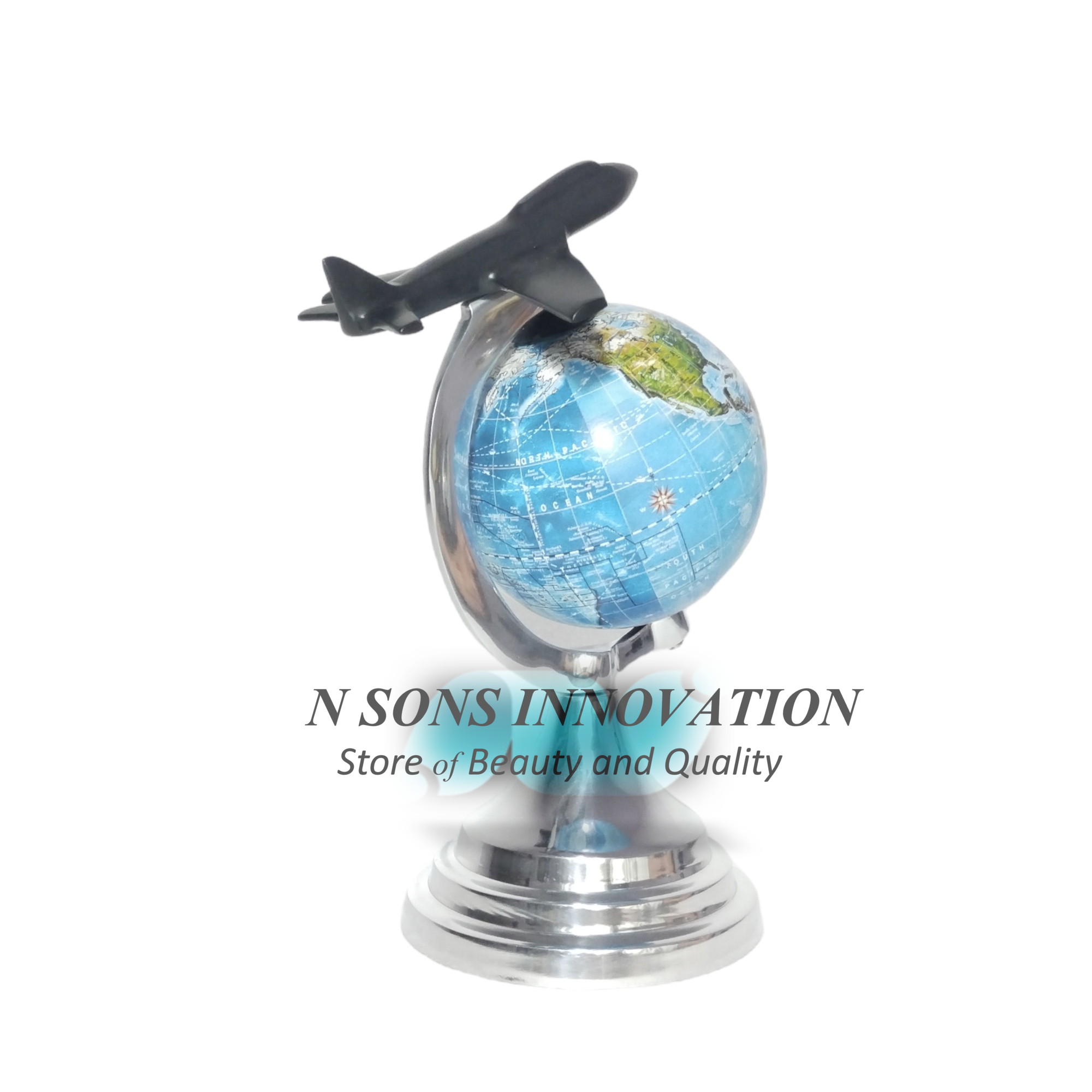 Elegant Globe with Metal Airplane Model Stylish Desk Decor for Travel Enthusiasts and Office Spaces