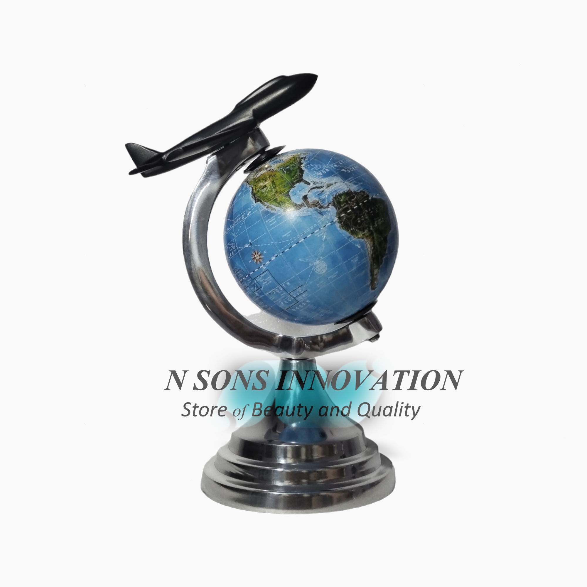 Elegant Globe with Metal Airplane Model Stylish Desk Decor for Travel Enthusiasts and Office Spaces