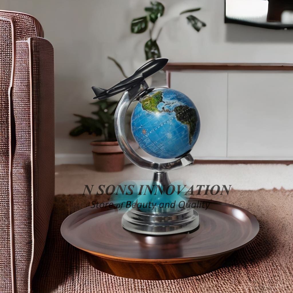 Elegant Globe with Metal Airplane Model Stylish Desk Decor for Travel Enthusiasts and Office Spaces