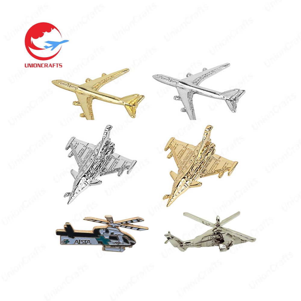Wholesale Customized Plane Shape Aviation Gifts Flight Wing Airbus Pin Metal Helicopter Airplane Aircraft Fighter Jets Lapel Pin