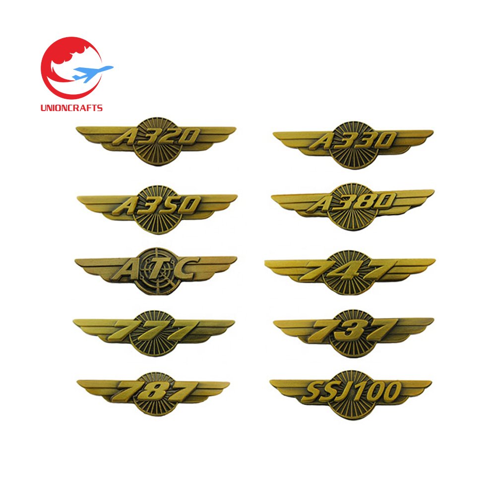 Wholesale Customized Plane Shape Aviation Gifts Flight Wing Airbus Pin Metal Helicopter Airplane Aircraft Fighter Jets Lapel Pin