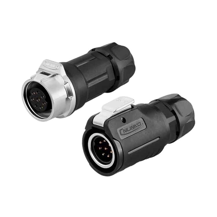 IP67 Waterproof 8pin LP16 Circular Connector Aviation PVC Nylon Screw Plug with Male/Female Power Cable Wire Metal Flange