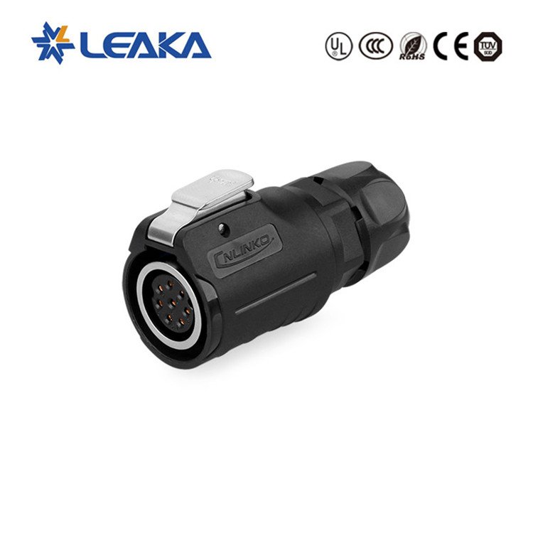 IP67 Waterproof 8pin LP16 Circular Connector Aviation PVC Nylon Screw Plug with Male/Female Power Cable Wire Metal Flange