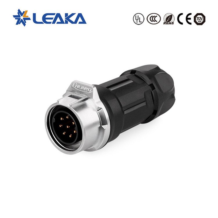 IP67 Waterproof 8pin LP16 Circular Connector Aviation PVC Nylon Screw Plug with Male/Female Power Cable Wire Metal Flange