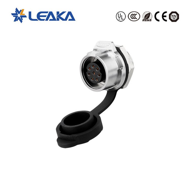 IP67 Waterproof 8pin LP16 Circular Connector Aviation PVC Nylon Screw Plug with Male/Female Power Cable Wire Metal Flange