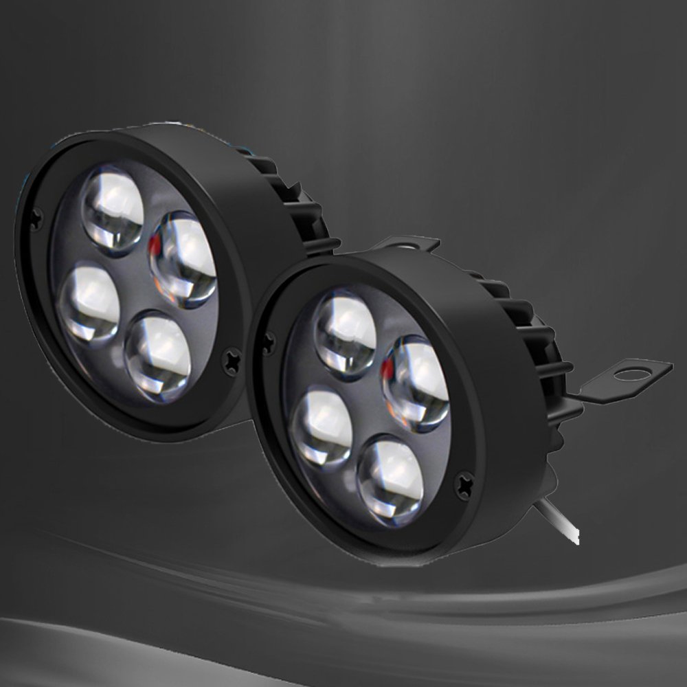 MOTOLED 2PCS 12V Moto Side Mirror Fog Light Auxiliary Led Mini Motorcycle Spotlights 6 Lamp 18W 1800LM