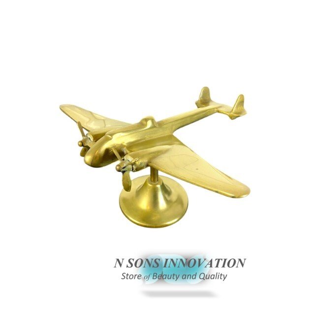 Vintage Brass Airplane Model Decorative Aviation Sculpture Elegant Desk Ornament Collectible Aircraft Figurine Retro Flight