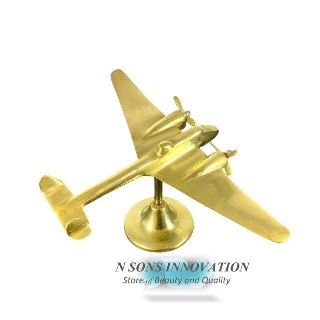 Vintage Brass Airplane Model Decorative Aviation Sculpture Elegant Desk Ornament Collectible Aircraft Figurine Retro Flight