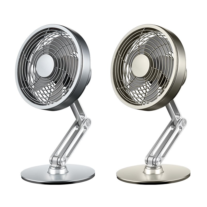 360 Folding Metal Fan Rotatable Silent Three Levels of Strong Wind Power Adjustable Aviation Alloy Protective Silicone Desk Fan