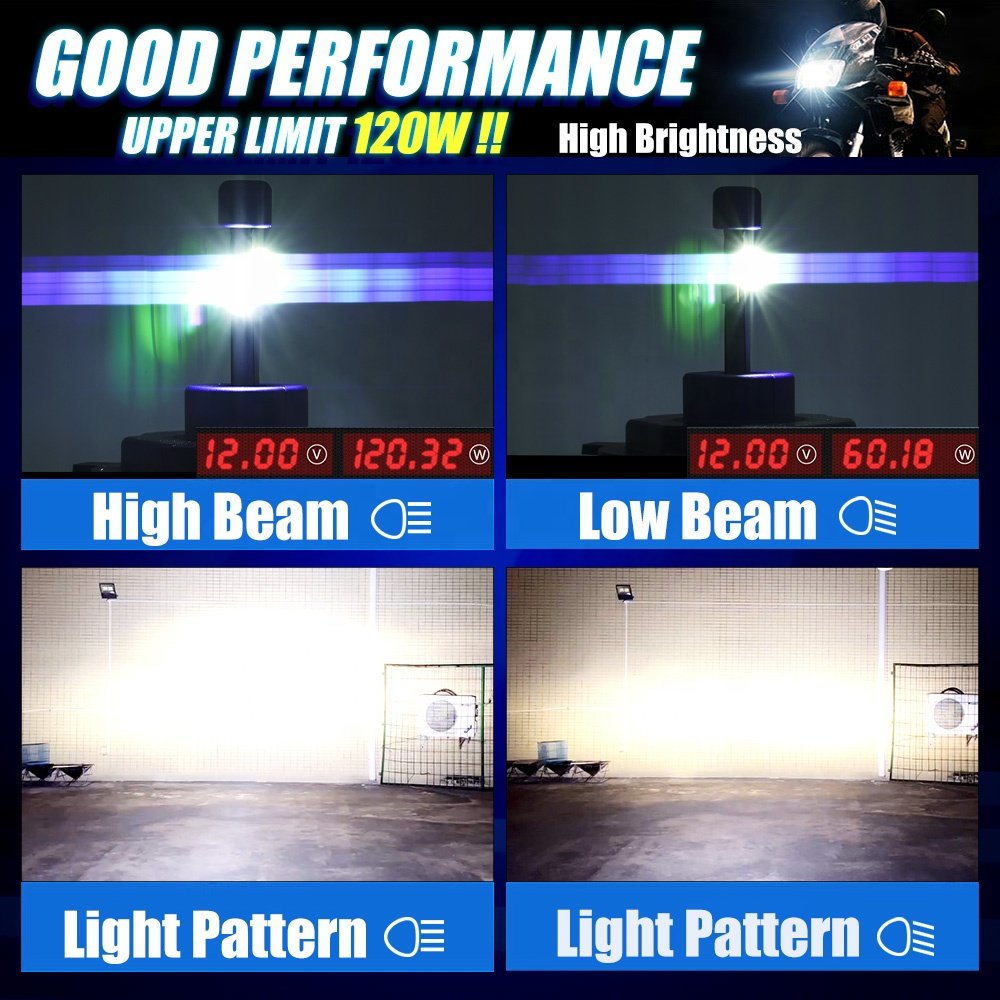 Motoled Led Headlight Bulb H4 HS1 H7 P15D H6M AC DC 120W 16000LM High Low Beam for Motorcycles Car Offroad ATV UT