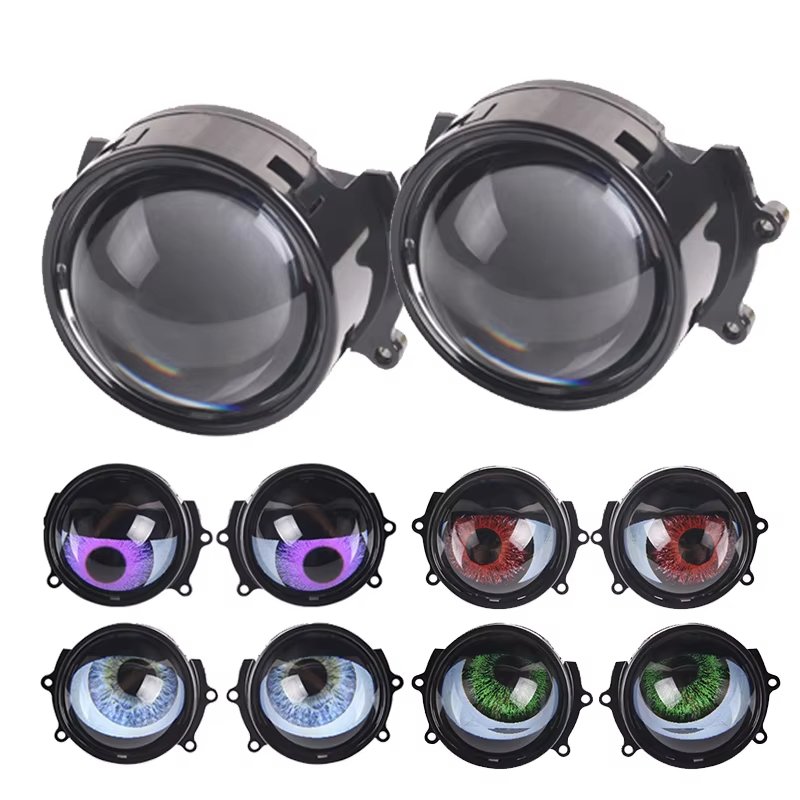 Wholesale 12V Car Accessories 2Pcs 3 Inch Devil Eyes Lens Lights New 12v Headlight Assembly Retrofit Kits with WIFI Control