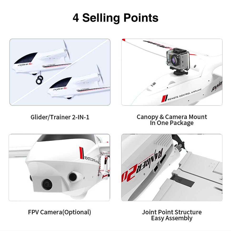 2000mm Wingspan PNP RC Airplane with Brushless Motor and Camera Mounting Platform for Experienced Hobbyists