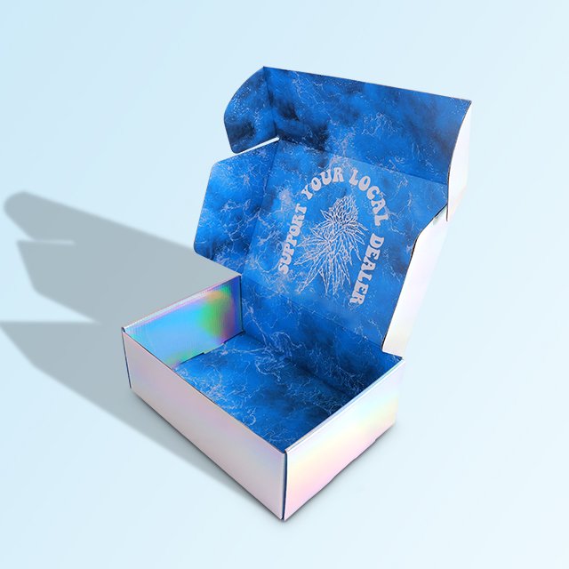 Factory Holographic Colorful Paper Box Cosmetic Custom Logo Gift Mailer Box Printed Corrugated Shipping Packaging Boxes Accept