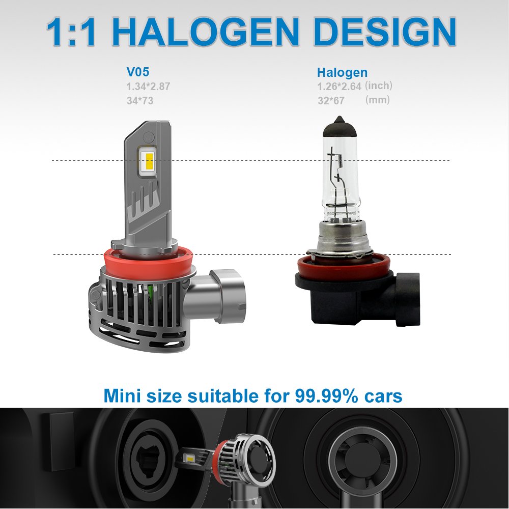 Super Bright Plug and Play Car Light V05 100W High Power Car Headlight 9005 9006 H11 Car Bulb Accessory H11 Led Headlight 12V
