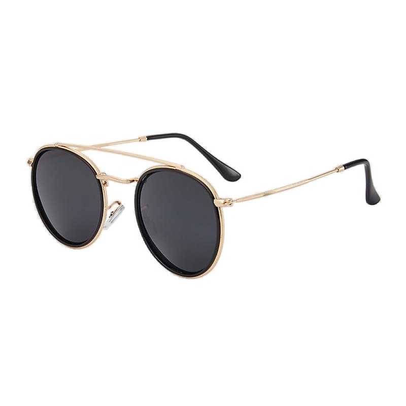 High Quality Brand Pilot Sun Glasses Retro Double Bridge Round Sunglasses Wholesale Driving Outdoor Metal Sunglasses for Men