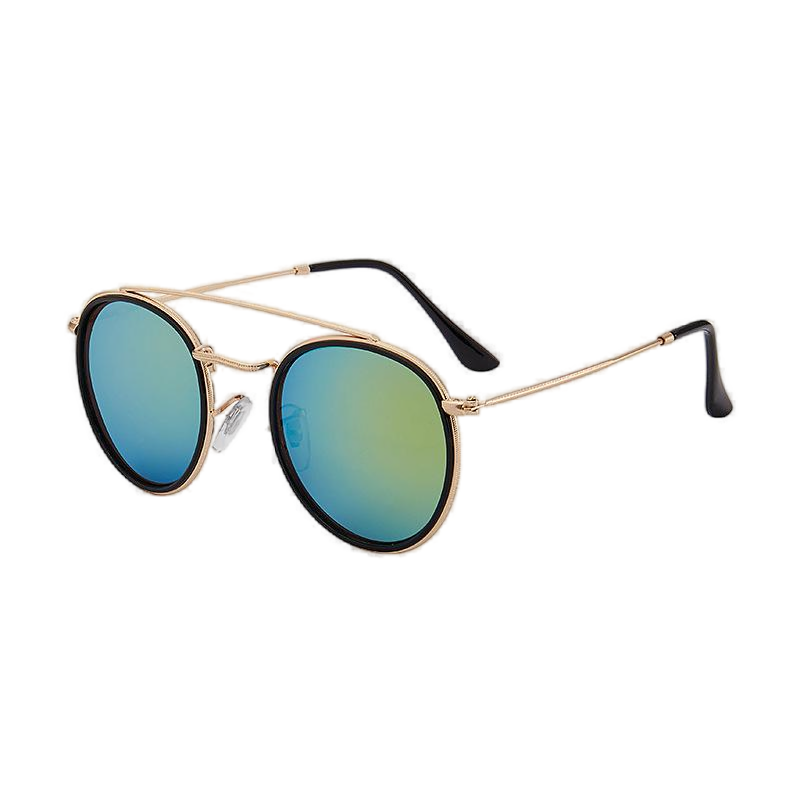 High Quality Brand Pilot Sun Glasses Retro Double Bridge Round Sunglasses Wholesale Driving Outdoor Metal Sunglasses for Men