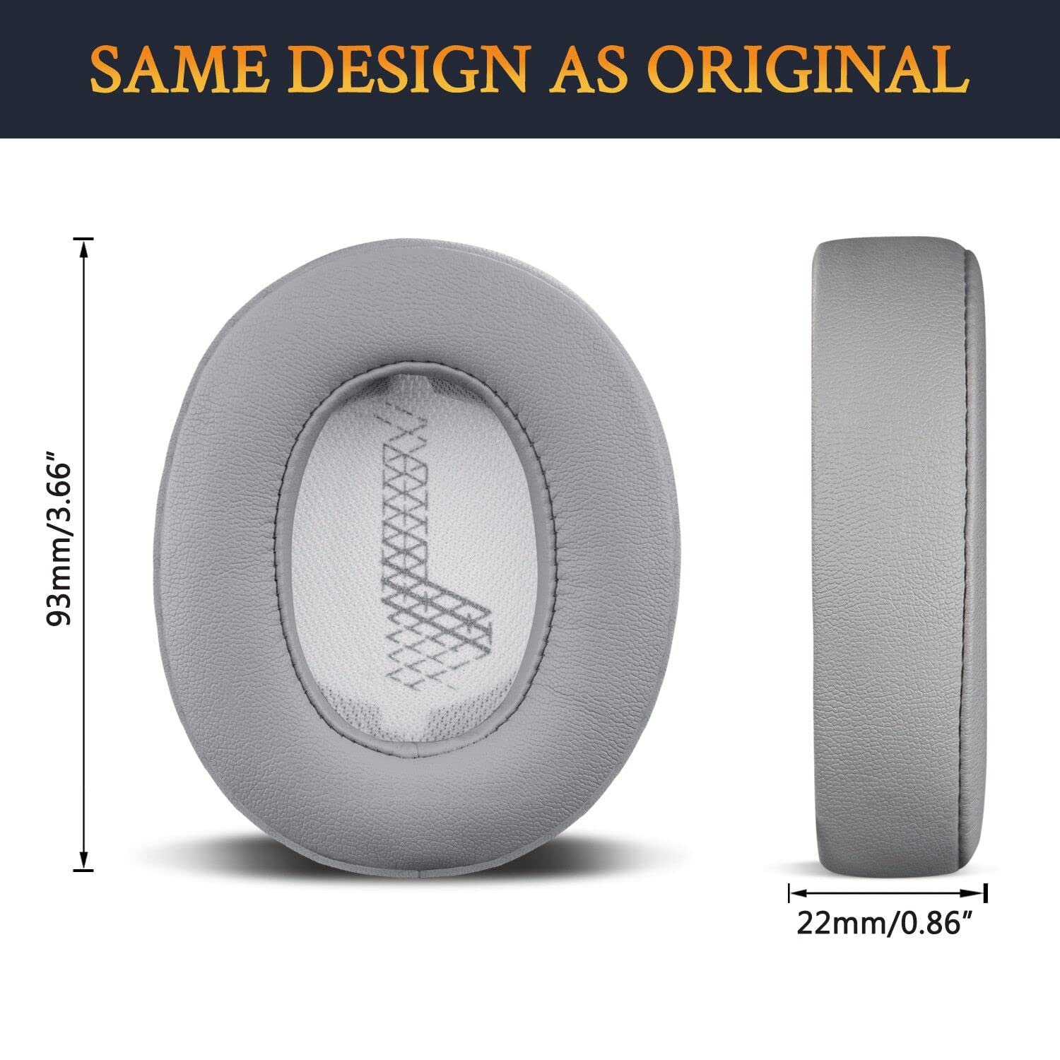 Protein Leather Grey Noise Isolation Headphones Earpads Cover for JBL Live 500BT Wireless