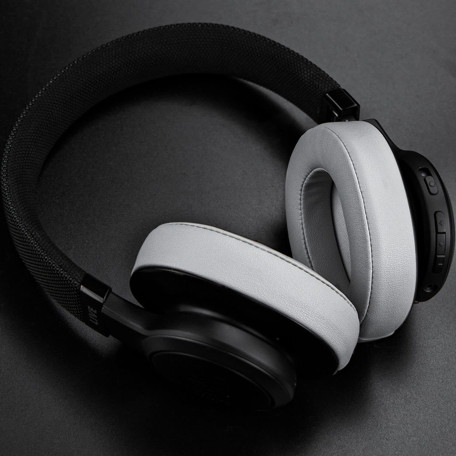 Protein Leather Grey Noise Isolation Headphones Earpads Cover for JBL Live 500BT Wireless