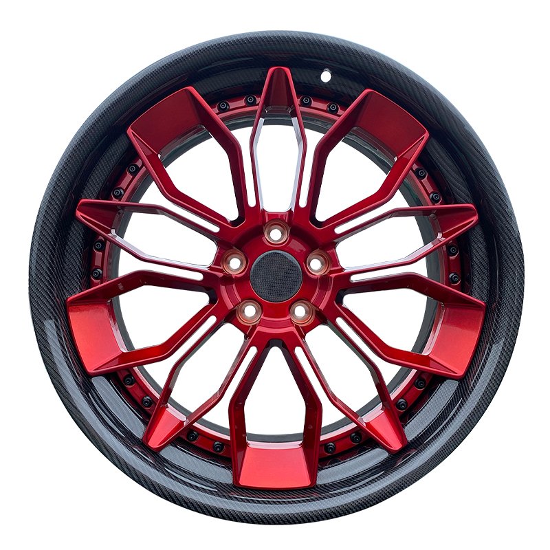 Custom Size 18 19 20 21 22 23 24 26 28 Inch 5x112 5x120 5x114.3 5x130 2 Pieces Forged Rims Drawing Process Carbon Fiber Wheels