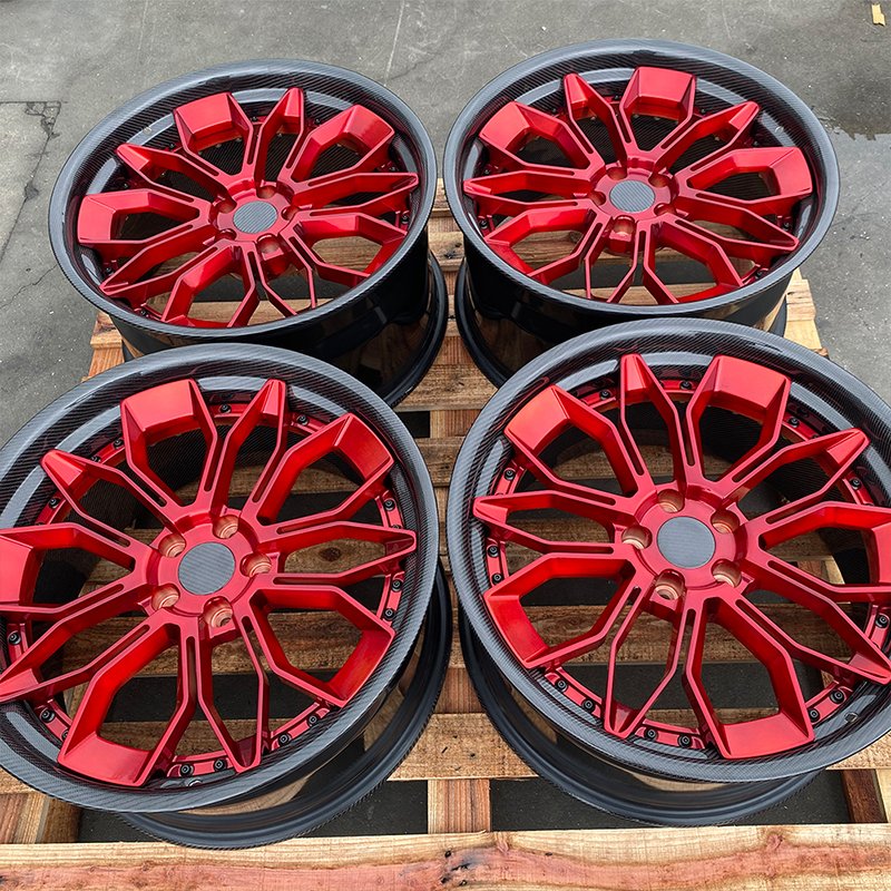 Custom Size 18 19 20 21 22 23 24 26 28 Inch 5x112 5x120 5x114.3 5x130 2 Pieces Forged Rims Drawing Process Carbon Fiber Wheels