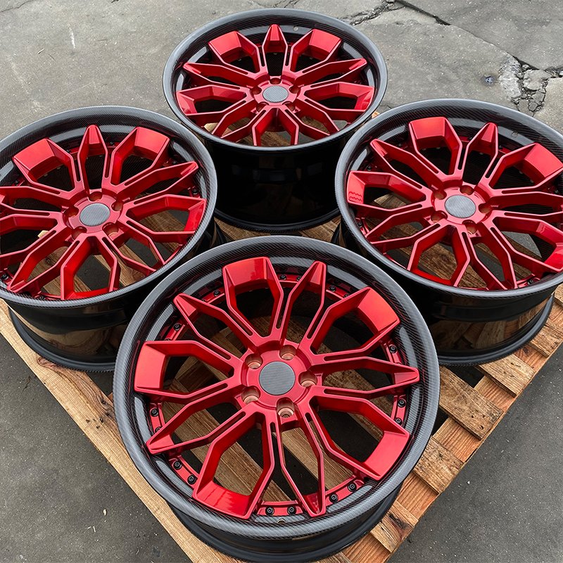 Custom Size 18 19 20 21 22 23 24 26 28 Inch 5x112 5x120 5x114.3 5x130 2 Pieces Forged Rims Drawing Process Carbon Fiber Wheels