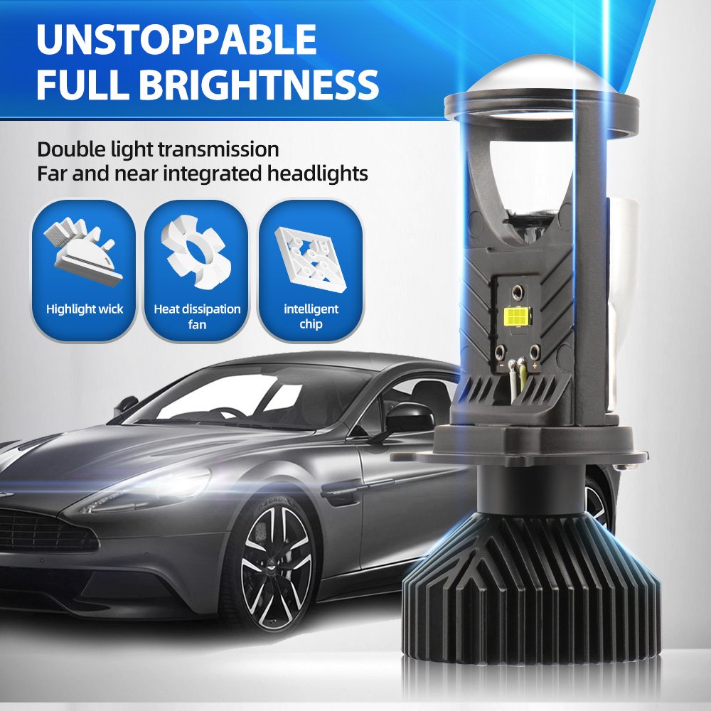 Roadsun 90W 12000LM 6000K LHD RHD Hi/Lo Beam H4 Car Projector Headlight Mini Led HB2 H4/9003 Led Head Lamp AutomotiveParts& Acc