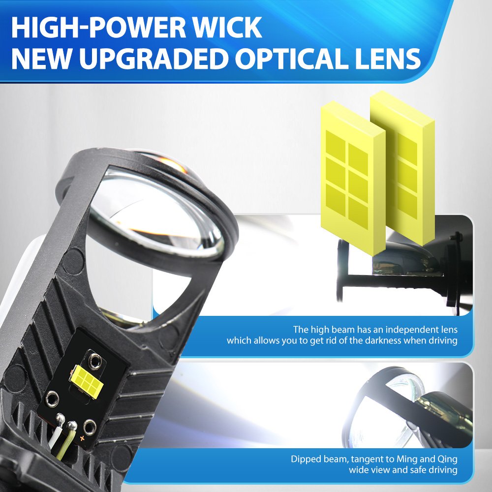 Roadsun 90W 12000LM 6000K LHD RHD Hi/Lo Beam H4 Car Projector Headlight Mini Led HB2 H4/9003 Led Head Lamp AutomotiveParts& Acc