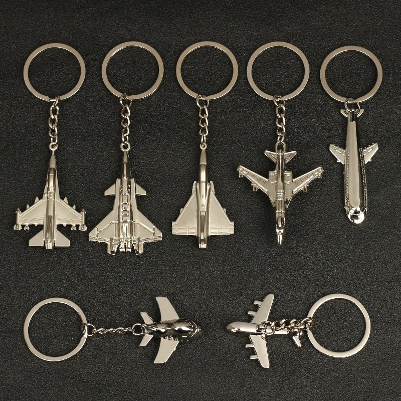 Personalized Creative Metal Civil Aviation Airplane Fighter Plane Model Key Ring Car Bag Pendant Anti Loss Aircraft Keychain