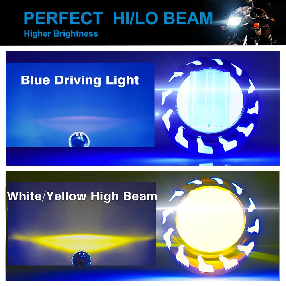 MOTOLED Built in Headlight 20W 2000LM Projector Lens Dual Color White Yellow Light Blue DRL DC12V