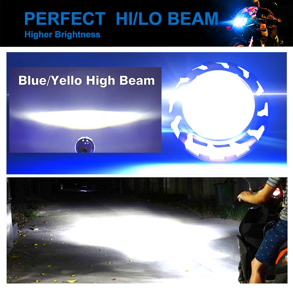MOTOLED Built in Headlight 20W 2000LM Projector Lens Dual Color White Yellow Light Blue DRL DC12V