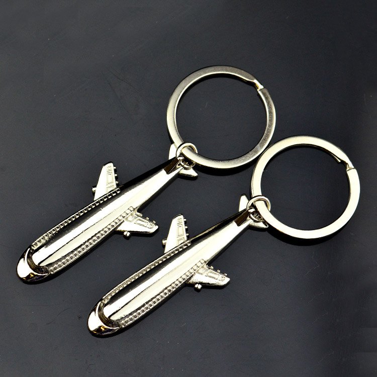 Custom Factory Wholesale 3d Metal Aircraft Key Chain Plane Keyring Airplane Metal Keychains