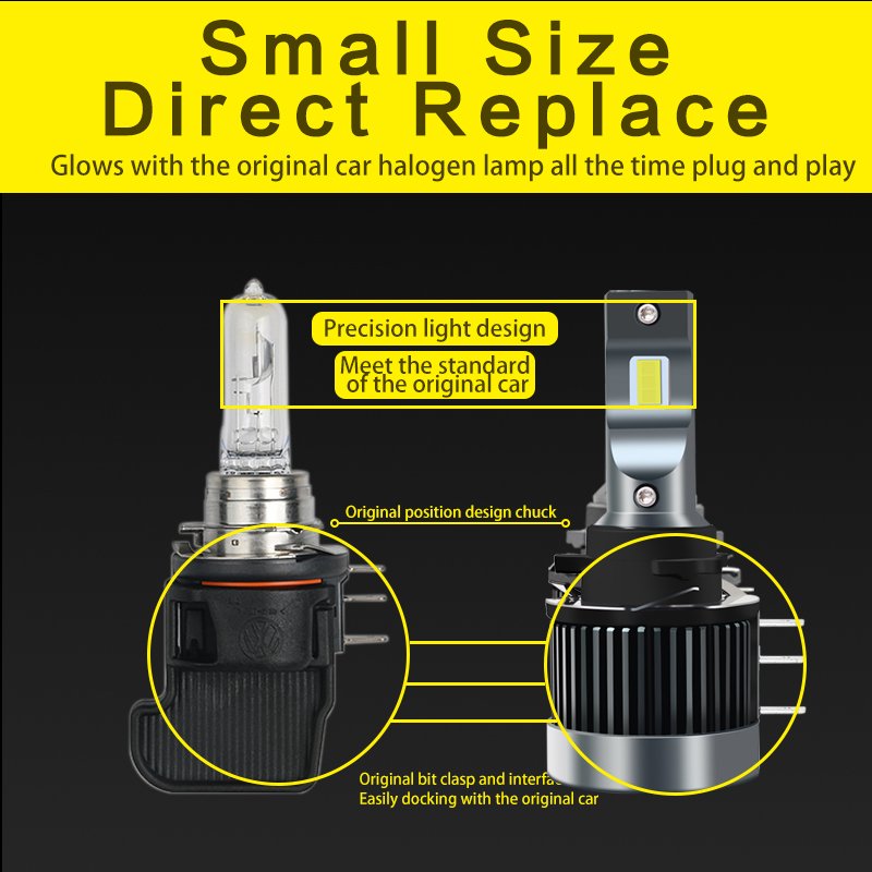 R8 Canbus H15 Car LED Headlight Bulb Plug and Play 5700K 12000LM High Beam DRLs for Explorer Edge Range Golf 6/7 A3 A6 Q7