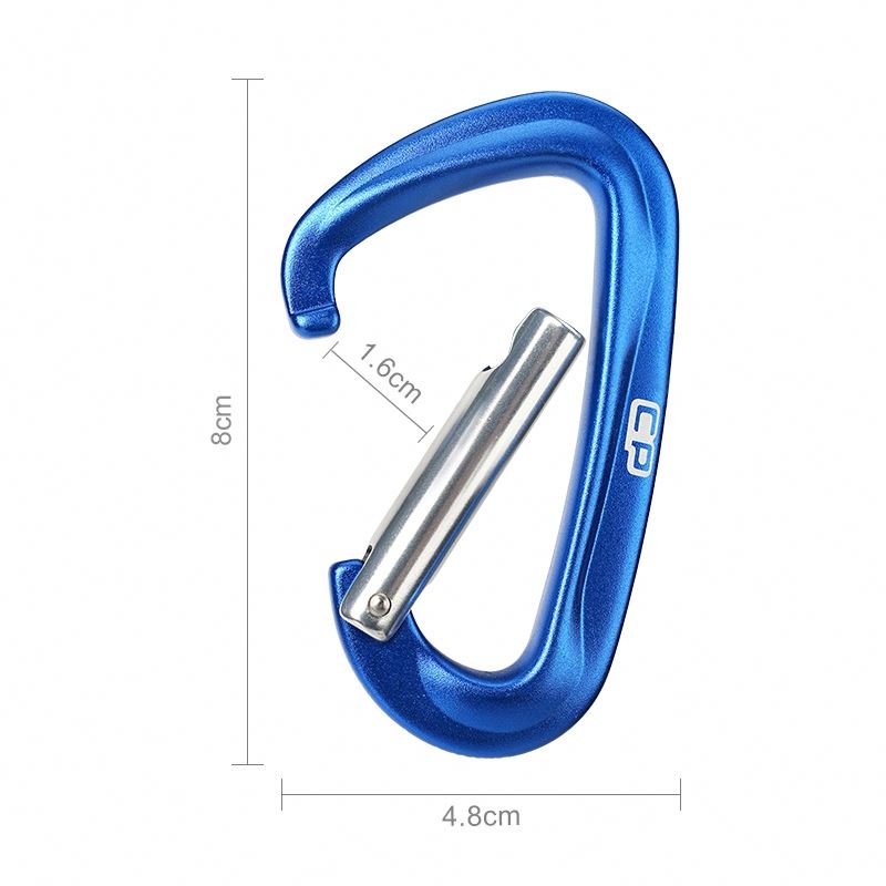 12kN Camping Heavy Duty D Type Spring Snap Hook Carabiner Clips 7075 Aluminium Caribeaners Nonlocking Caribeaner Hook Buckle