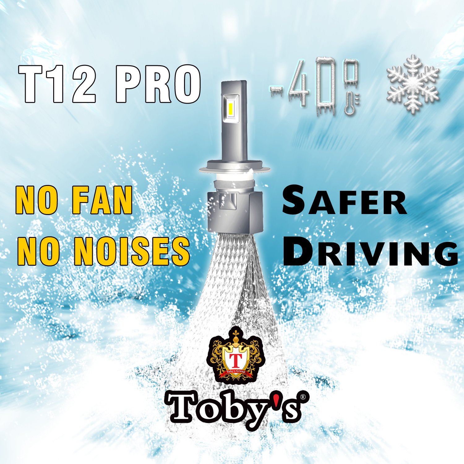 Fanless LED Headlight White Light 6500K Car System Lights Bulbs Waterproof Tobys Brand Led Lamp H7 High Low Beam
