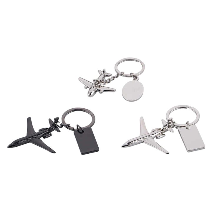 Factory Gift Alloy Souvenir Design Logo Pendant Aircraft Key Chain With Plate Accessories Metal Custom Airplane Shaped Keychain