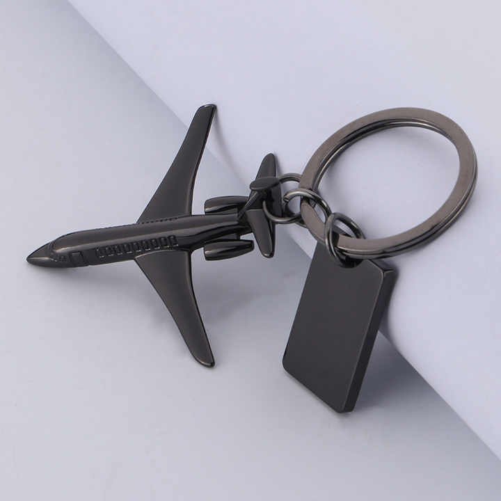 Factory Gift Alloy Souvenir Design Logo Pendant Aircraft Key Chain With Plate Accessories Metal Custom Airplane Shaped Keychain