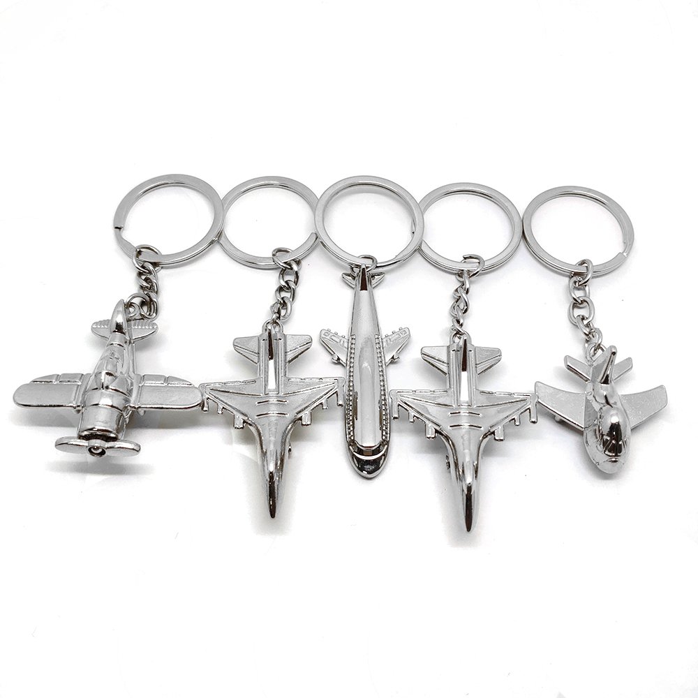 Factory Gift Alloy Souvenir Design Logo Pendant Aircraft Key Chain With Plate Accessories Metal Custom Airplane Shaped Keychain