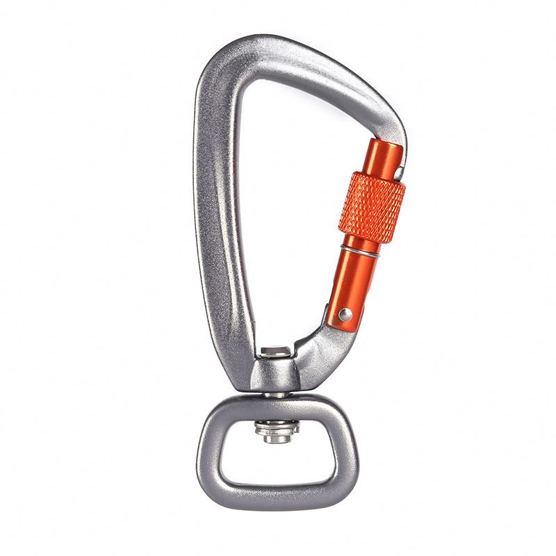 Metal Shaped Twist Auto Lock Dog Leash Carabiners 4kN Aluminum Anodized Swivel Hook Dog Leash Swivel Carabiner With Locking
