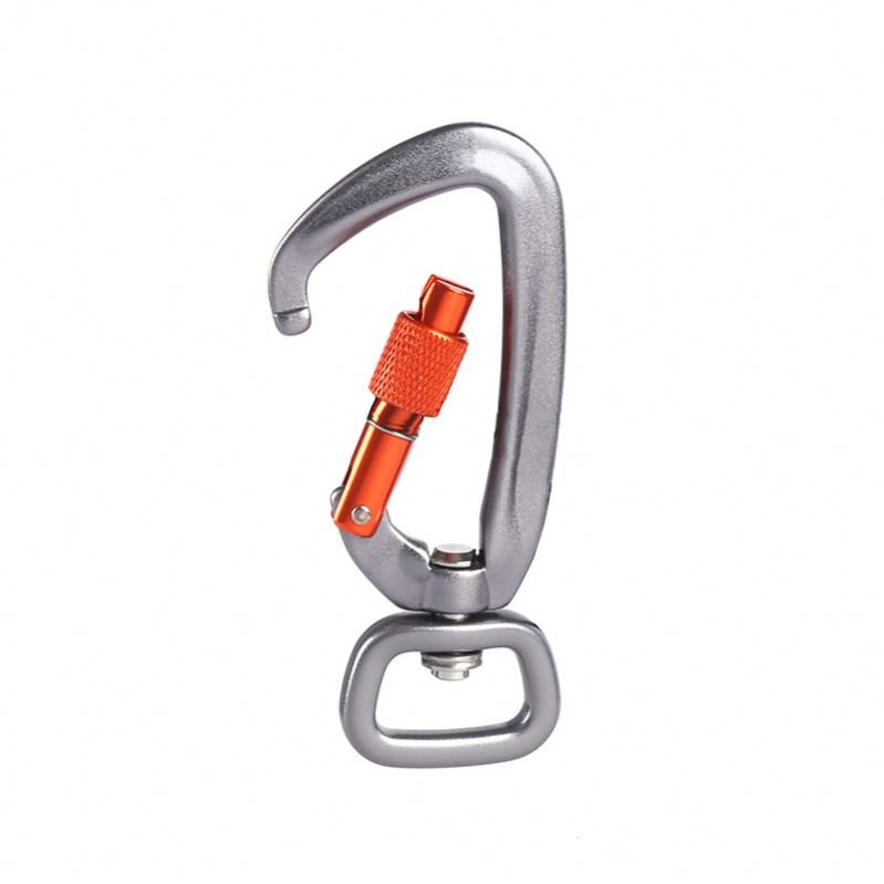 Metal Shaped Twist Auto Lock Dog Leash Carabiners 4kN Aluminum Anodized Swivel Hook Dog Leash Swivel Carabiner With Locking